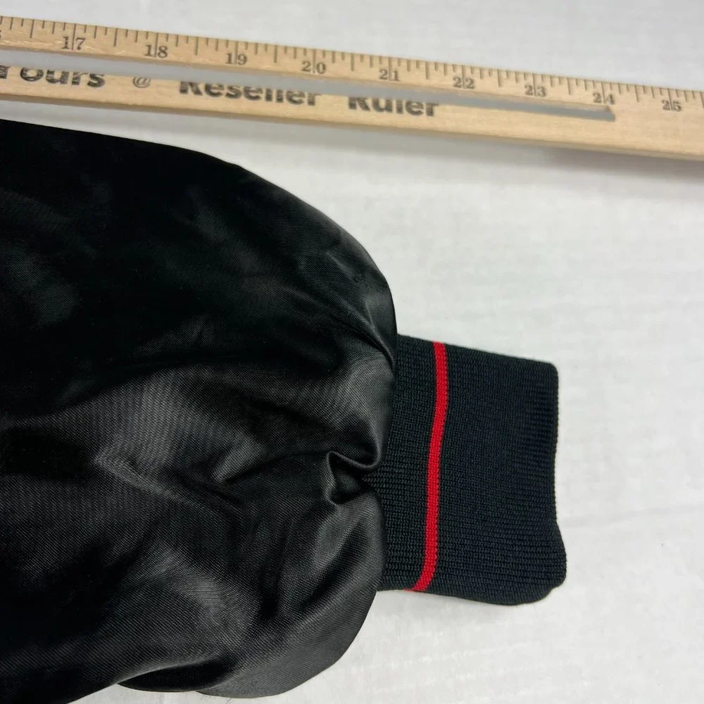 VTG 90s Snap-On Satin Jacket Extra Large Black Embroidered Snap Button USA Made